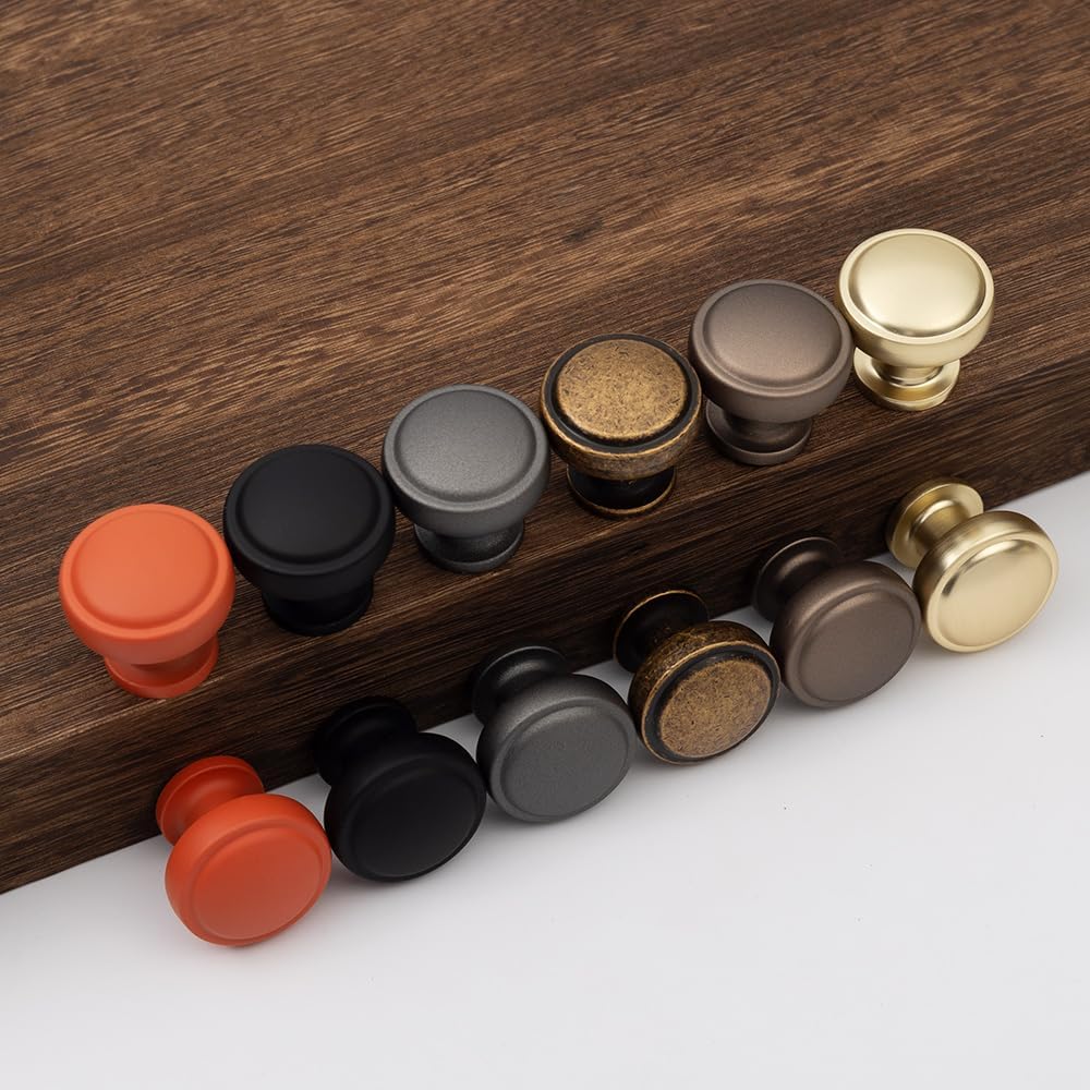 Brushed Bronze Solid Alloy Cabinet Knob Soft-Touch Color 30 Pack Round Knurled Cabinet Handle Hardware Drawer Pulls (30, Brushed Gold)