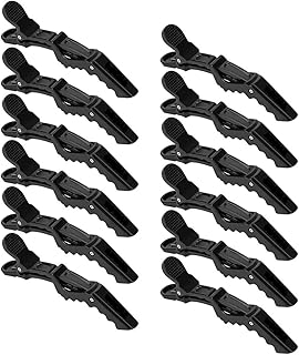 مشابك فك التمساح الاحترافية لتصفيف الشعر، مشابك تقسيم الشعر للنساء والبنات مناسبة للاستخدام في الصالونات والمنازل من فيلفيت لندن، 12 قطعة (أسود)