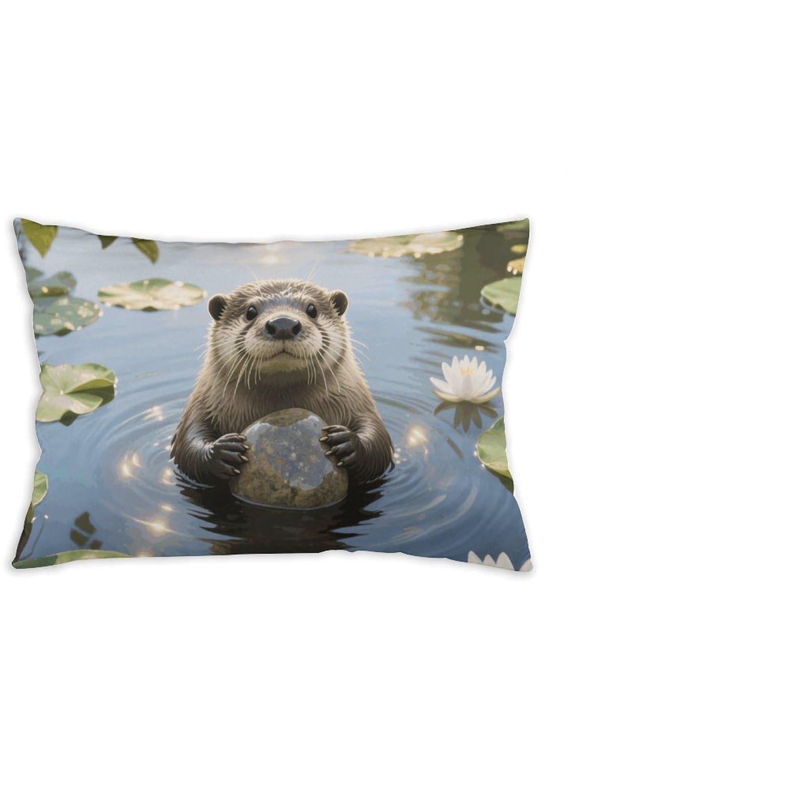 FodPand Decorative Throw Pillow Covers 12x20 Short Plush Otter Body Pillowcase Cushion Cases with Invisible Zipper Rectangle Lumbar Pillow Shells for Sofa Couch Chair Bed Home Decor