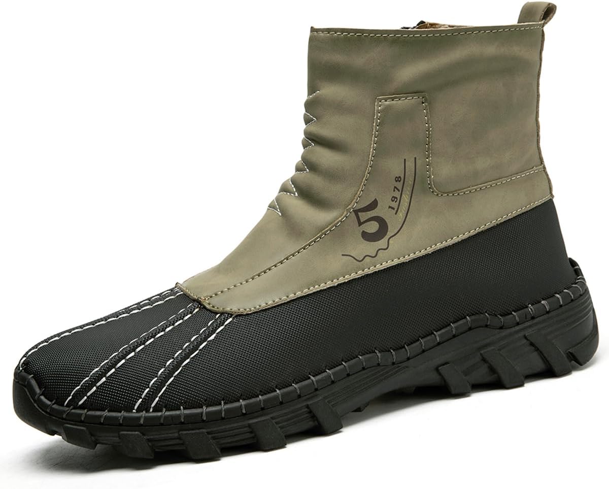 Mens Hiking Boots Waterproof Winter Snow Boots with Non-Slip Rubber Sole Black Slip Resistant Boots Outdoor Shoes for Men Mens Hiking Boots Waterproof Winter Snow Boots with Non-Slip Rubber Sole Black Slip Resistant Boots Outdoor Shoes for Men