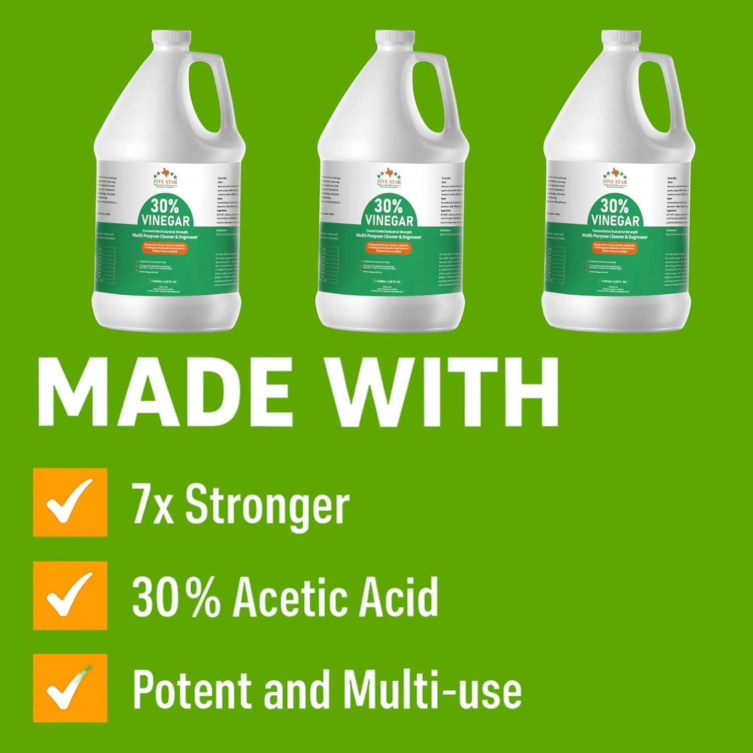 30% Vinegar Highly Concentrated | White Vinegar for Cleaning and Garden| Home, Garden, and Labs | 12 Gallon (1536 fl oz)