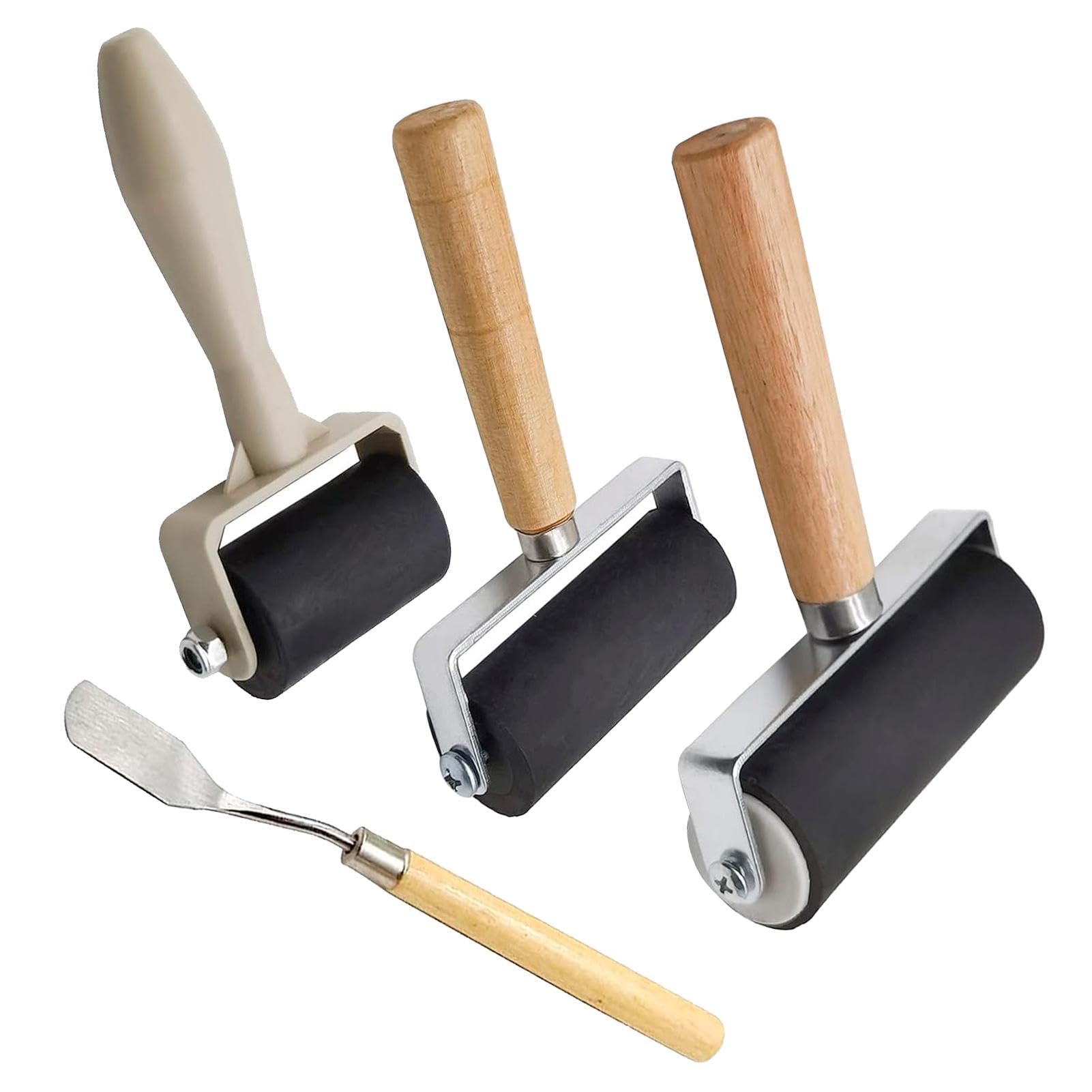 3 Pcs Brayer Roller Set, 3 Sizes Rubber Roller (1.4 in/2.4 in/4 in)