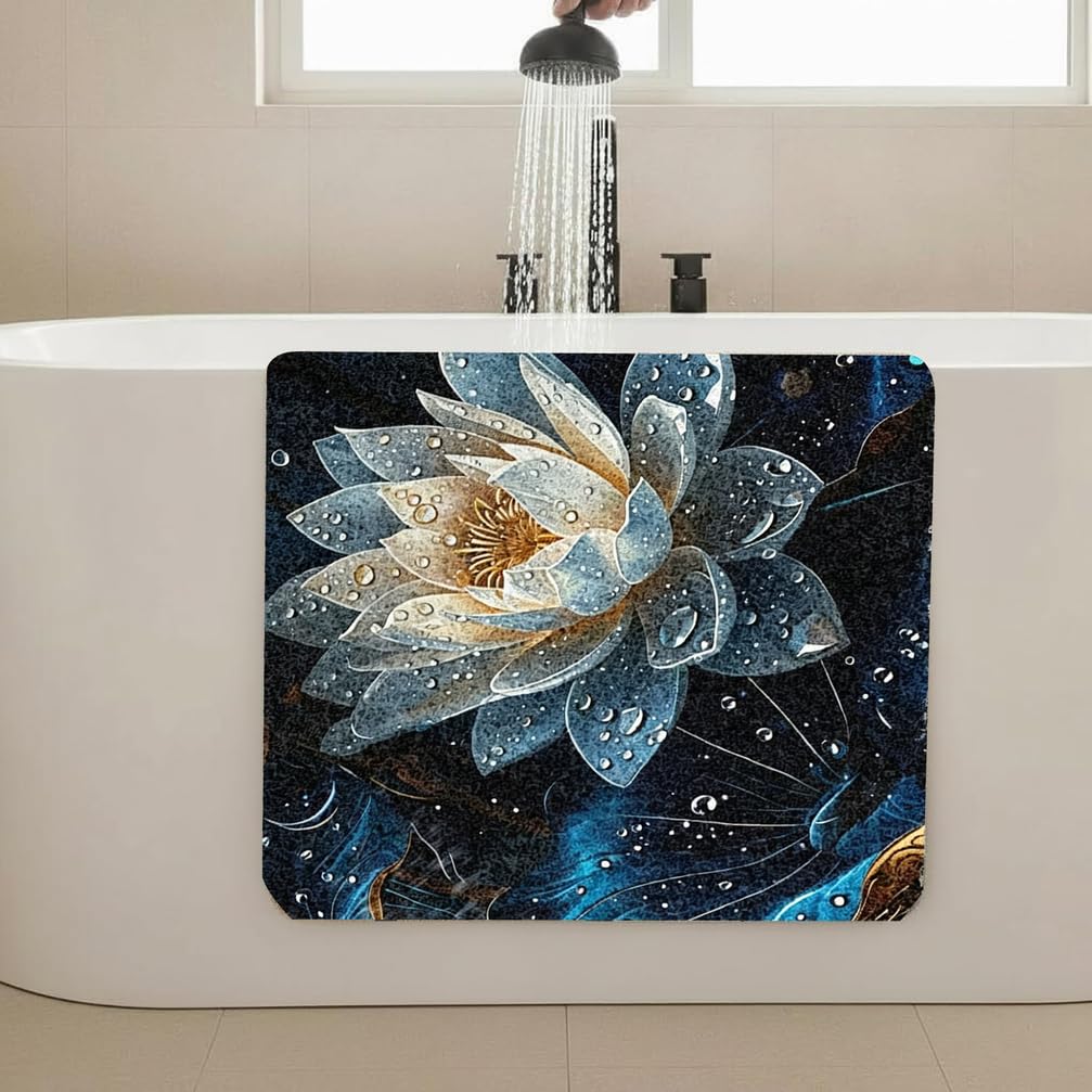 Duscheinlage rutschfest 90X90 cm Lotusmuster Duschmatte PVC Luffa Material Weich Komfort mit Ablaufloch Matte für Duschkabine und Badezimmer