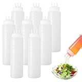 YQQYG 8 Pack 23oz Plastic Squeeze Bottles, 3 Hole Squeeze Bottles for Sauces, Salad Sauce Condiment Cream for Kitchen Restaurant Bakery