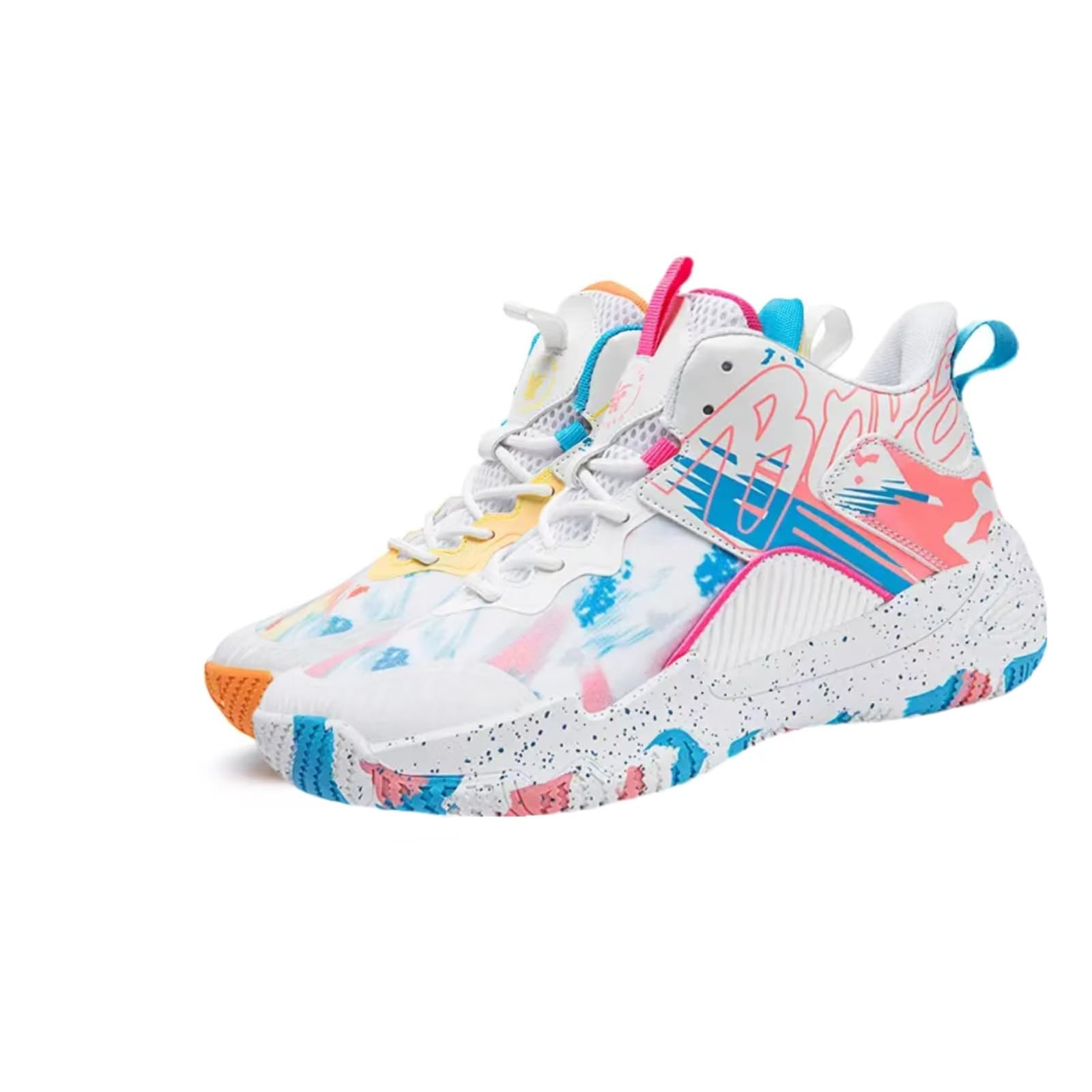 Jefuzh Womens Fashion Pattern Lace Up High Top Basketball Shoes Breathable Non Slip Outdoor Sneakers Cushioning Workout Shoes for Fitness Training