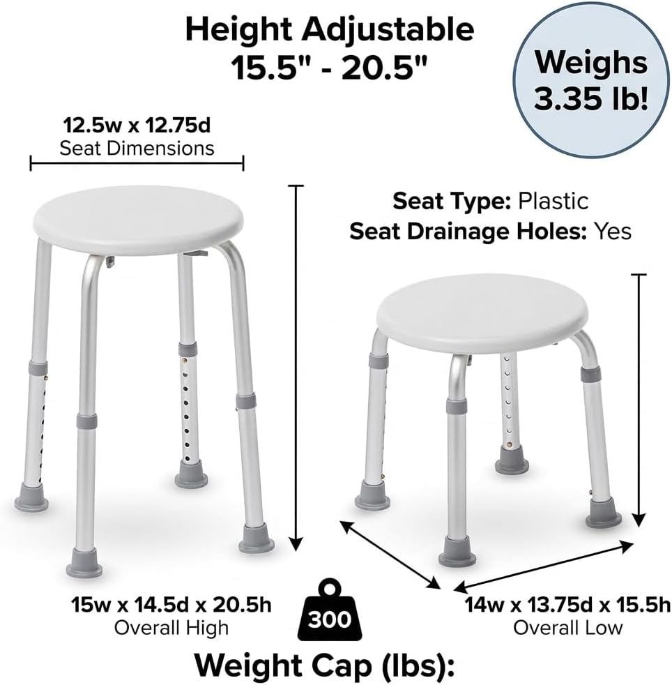 NOVA Medical Products Bath Stool White 1 Count (Pack of 1)