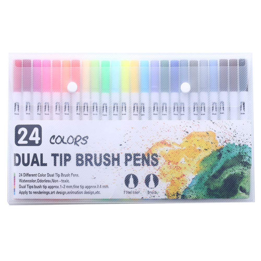 Aquarellstift, 60 Stück, Farben, Kunstmarker, Zeichnen, Malstifte, Aquarell, Doppelspitze, Pinselstift, Kalligrafie, Skizzieren, Malbuch, 24 Farben, Weiß (24 Farben, Schwarz) (24 weiße Farbe)