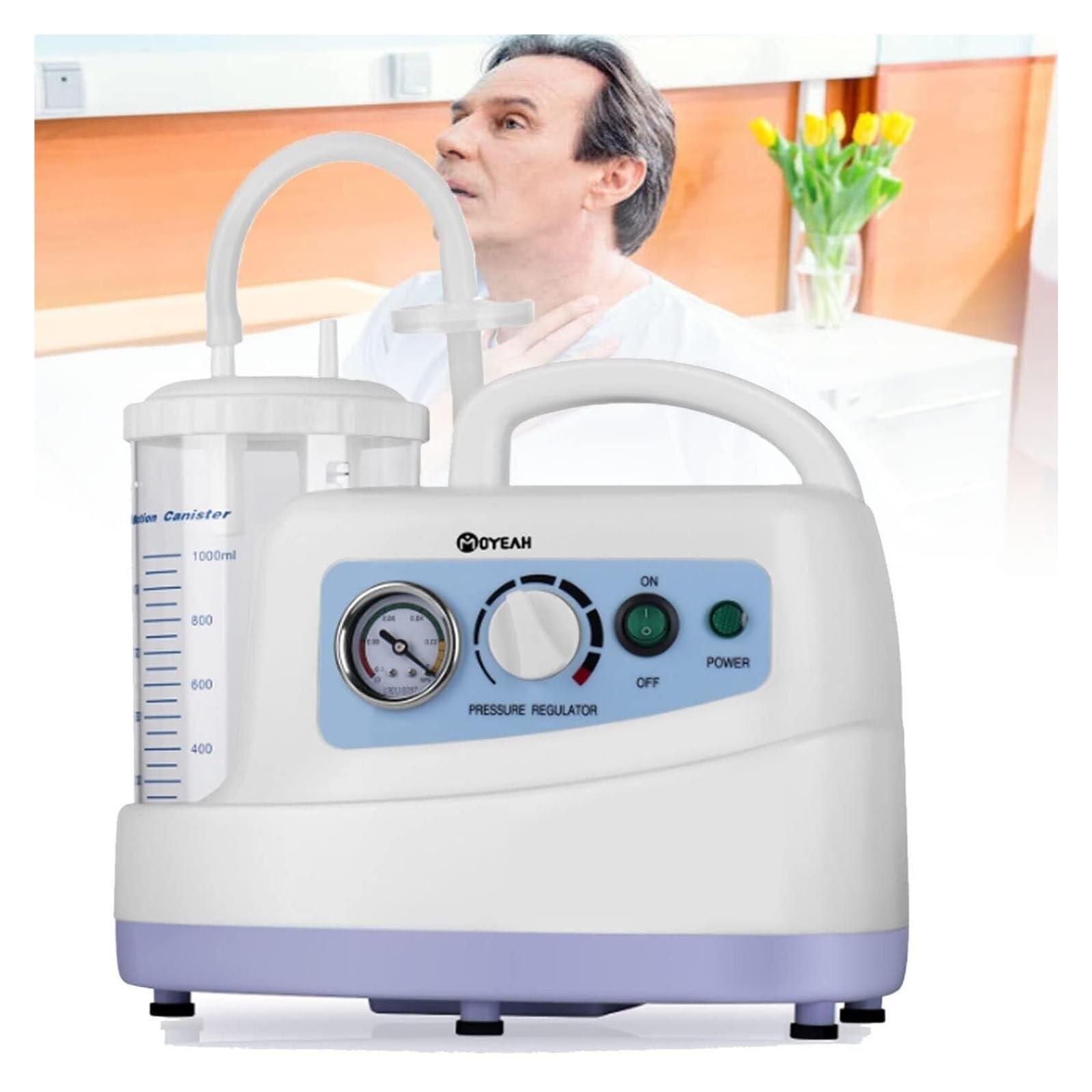 Aspiratore Secrezioni Elettrico Portatile - Aspiratore Nasale Silenzioso per Adulti e Bambini, Ideale per Catarro/Tosse/Asma, Tecnologia ABS, 1000ml Serbatoio