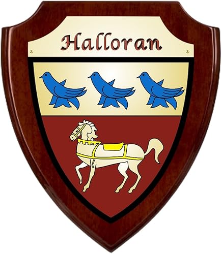 Halloran irlandés escudo de armas escudo placa – acabado en palisandro