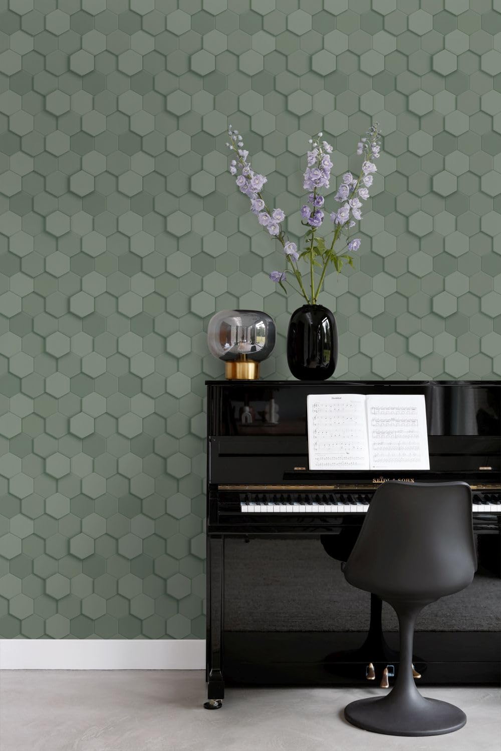 Origin papier peint hexagone 3d vert grisé 53 cm x 10.05 m Wallcoverings