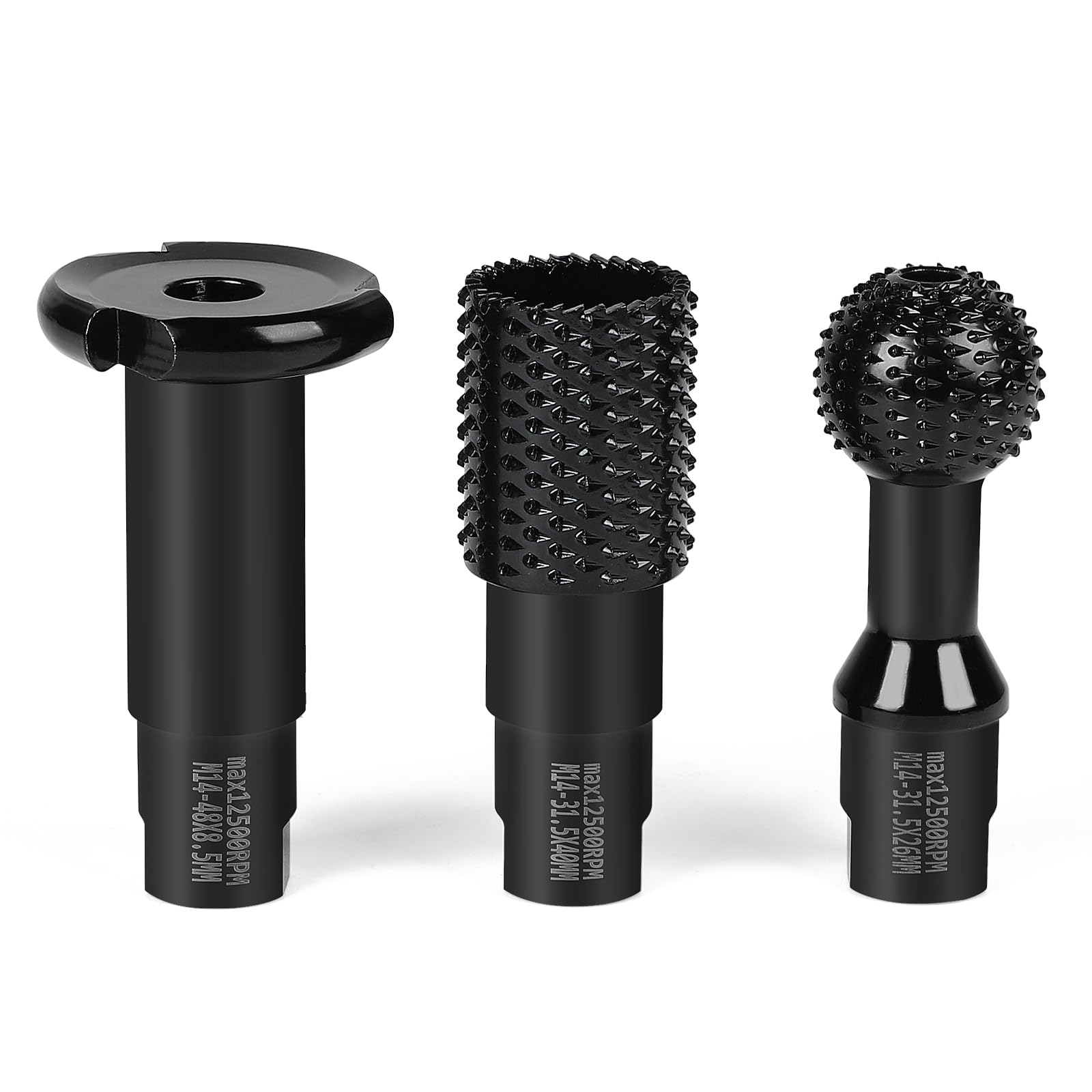 EFUTURETIME 3pcs Fraise Sphérique Rotative pour Bois φ 31.5mm + 48mm Fraise à Bille avec Filetage M14 pour Meuleuse d'Angle 115/125 mm Idéal pour Poncer Percer Rainurer Creuser le Bois