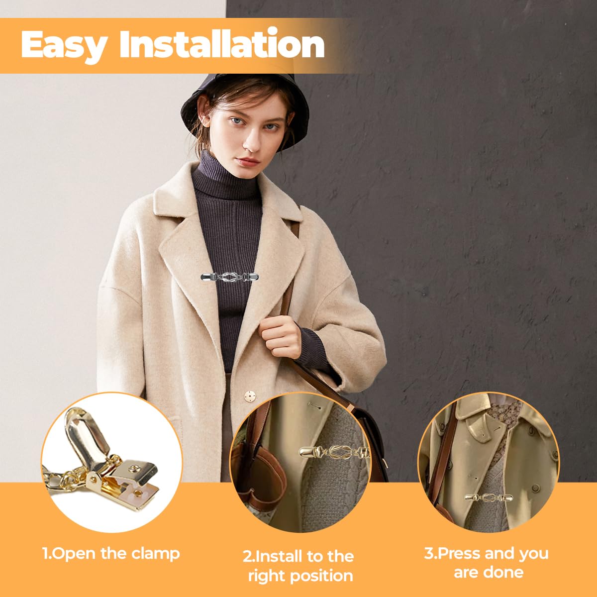 Set di 3 clip vintage per maglioni, per cardigan e scialle, clip