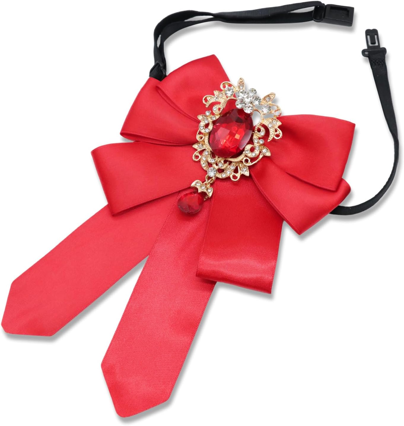 Bow Tie for Women Men, Adjustable Womens Bowtie with Rhinestone Ribbon Bow Ties for Wedding Party Daily Shirts Suits