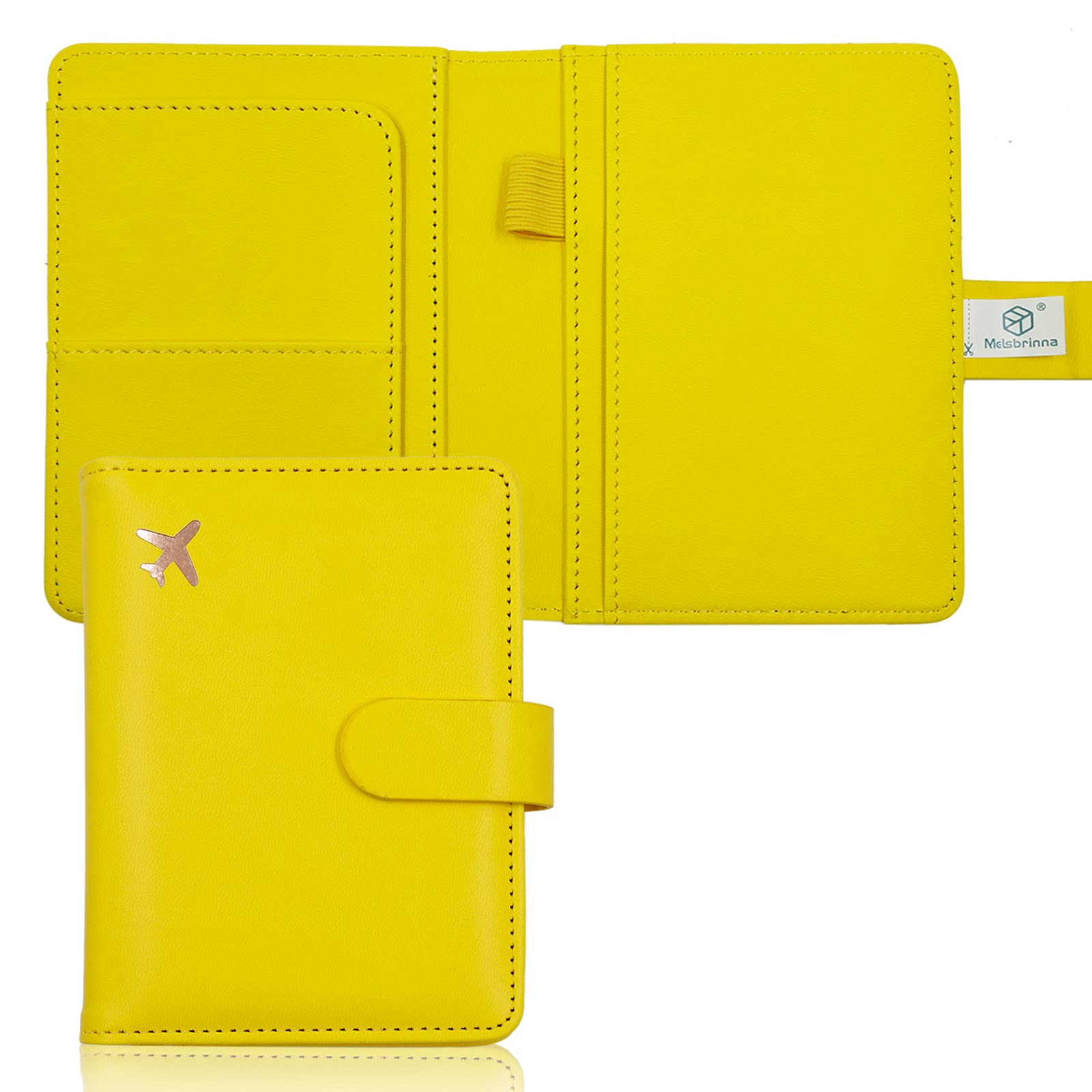 Melsbrinna Premium Leather Passport Holder Covers Case, Waterproof Rfid Blocking Travel Wallet Passport Holder with Pen Holder, Cute Passport Book for