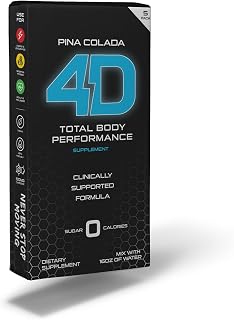 4D Total Body Supplements - Pina Colada 5 Unit Drink Mixes - Electrolytes, Aminos, Vitamins & Energy Powder Packets - Zero Calories & Sugars - Gluten Free, Non-GMO, Keto & Vegan Friendly