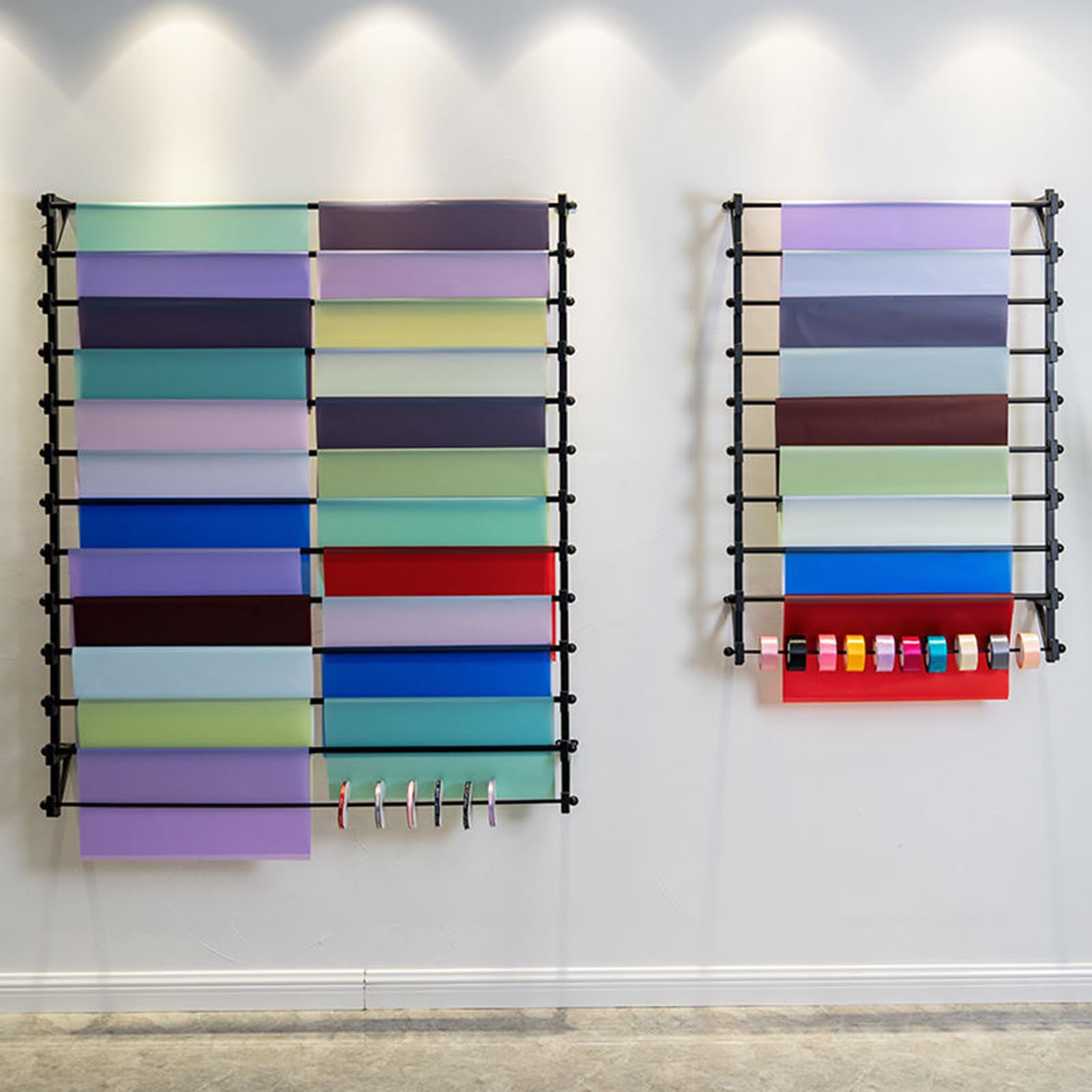 Expositor de Bufandas para Pared, Organizador de Cintas de Papel de Regalo para floristería, Organizador de Bufandas Colgante de Metal, Soporte de almacenamient,Black-80x160cm 13 Layers