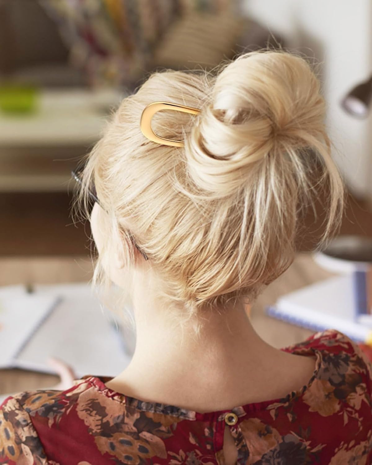 Confezione da 2 fermagli per capelli per chignon francese grandi in metallo a forma di U, per acconciature da donna e ragazza, adatti per lauree, cerimonie, occasioni raffinate