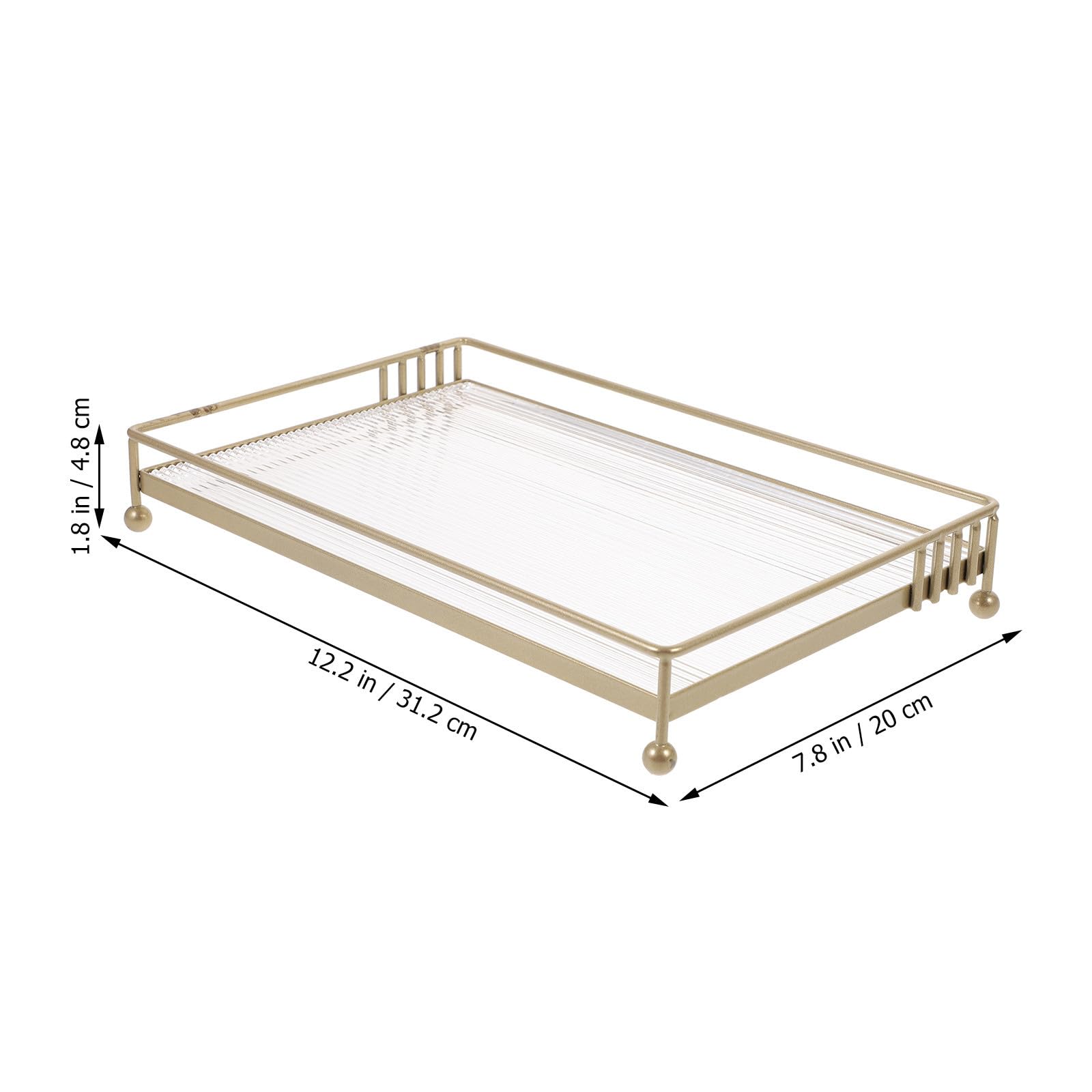 TEHAUX bandejas Decorativas de mostrador Organizador de baño para encimera de baño y Cocina, Dorado, Acero al Carbono y acrílico, práctico y fácil de Instalar