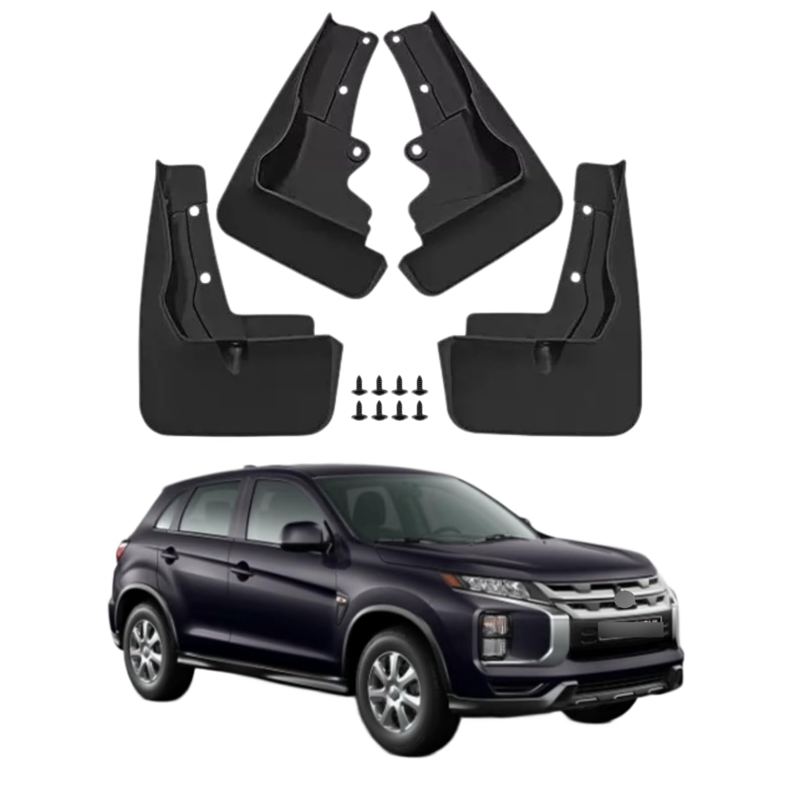 No Drill Mud Flaps Compatible with Mitsubishi Outlander Sport 2020-2025, Custom Fit Splash Guards for Flush Wheel Arch, All Weather Mud Guards (Does NOT Fit Trail Edition)