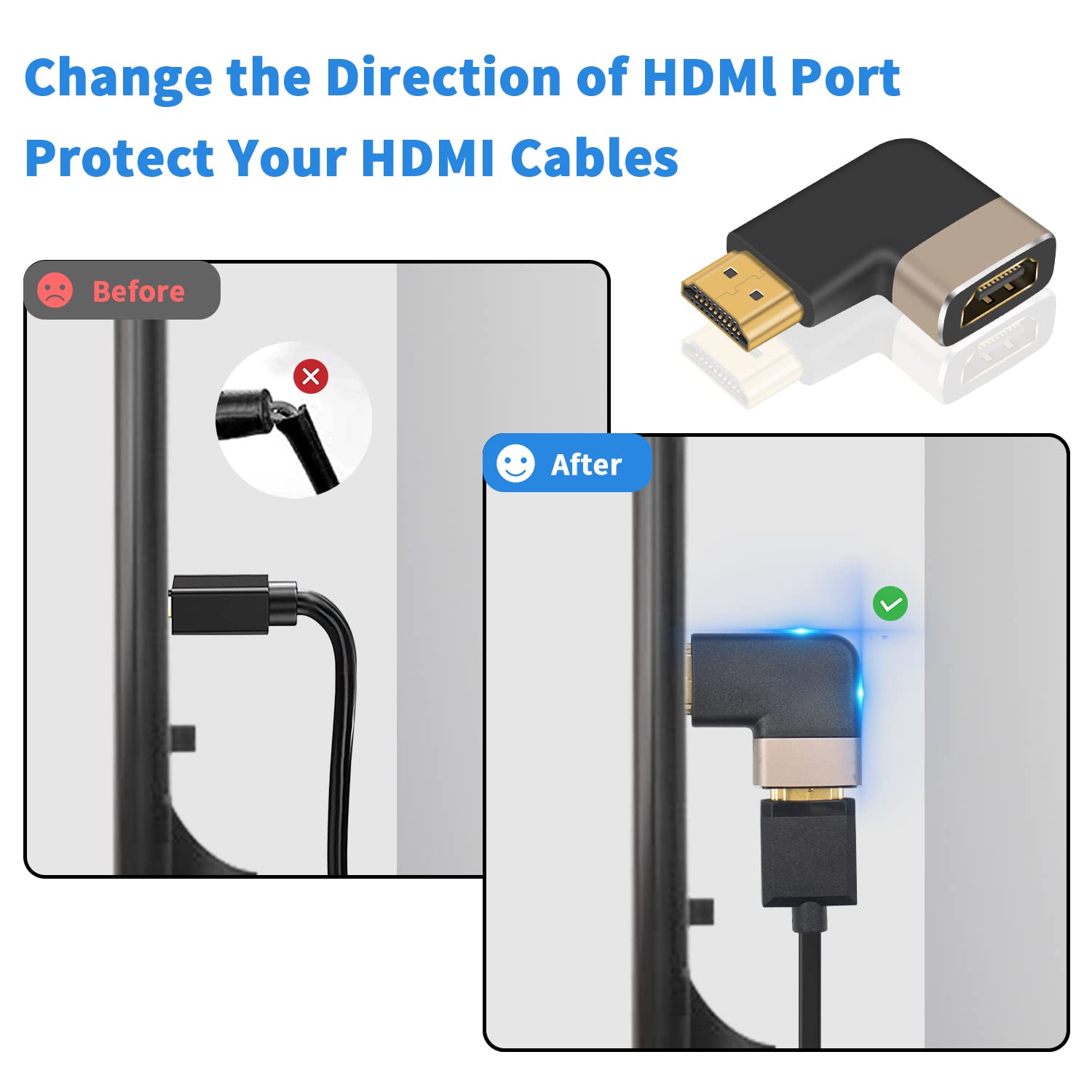 Câble HDMI 2.1 Spiralé 1,2 M - Support 8K@60Hz, 48 Gbps, Angle Droit, Compatible PS5, PC, TV