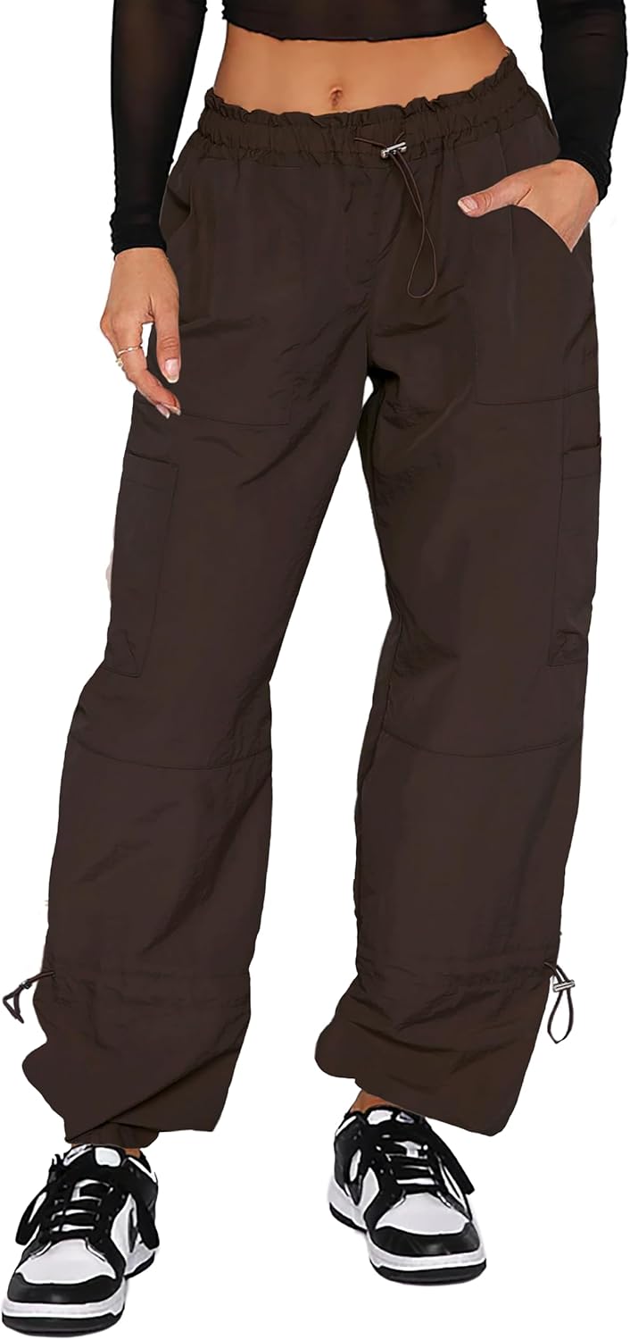 DISCIPBUSH Cargo Pants Women Baggy - Parachute Pants for Women, Rave Pants Y2K Pants, Festival Outfits for Women
