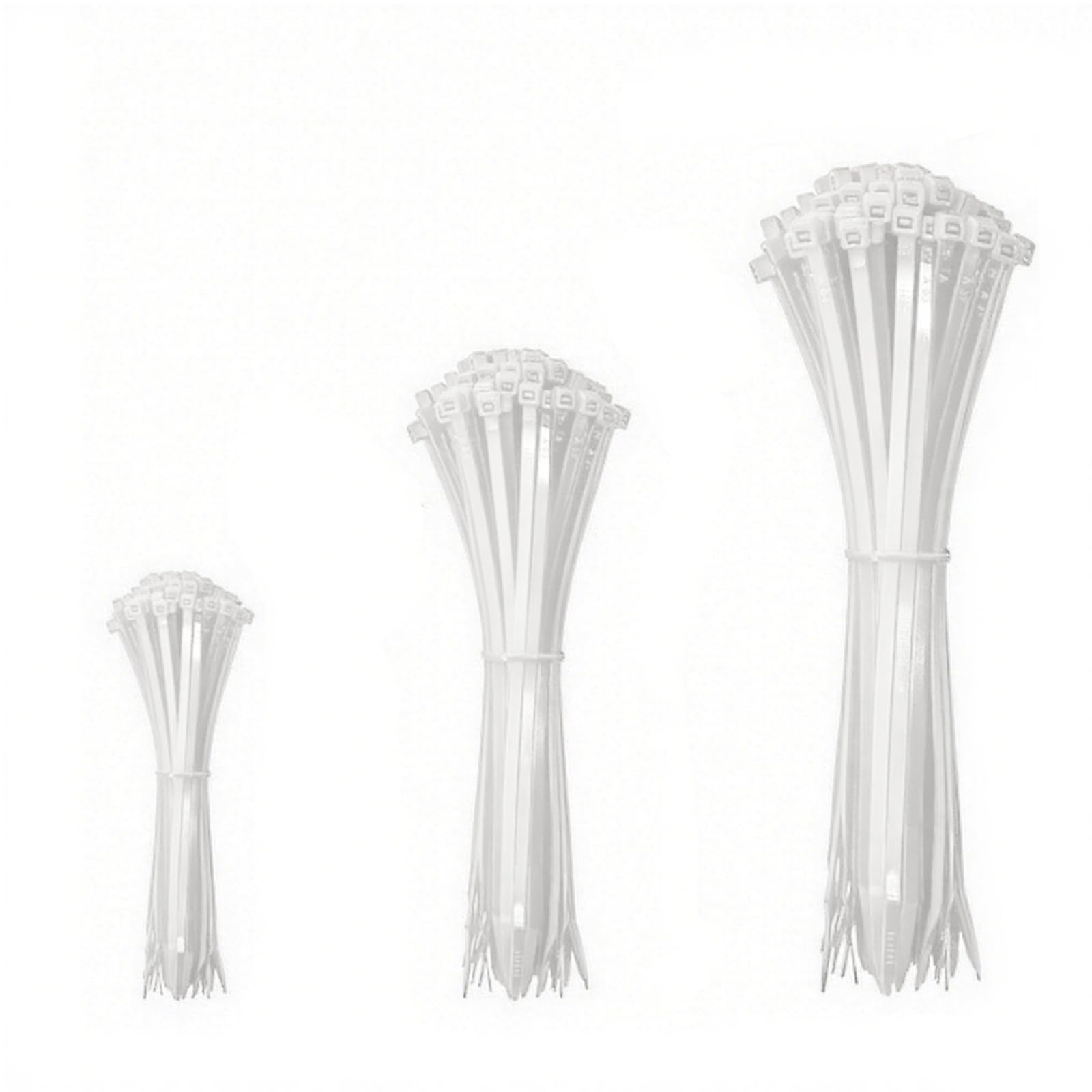 Cable Ties Set - 250 Pack Adjustable Zip Ties Set, White Tie Wraps for Home, Office, Garden, Heavy Duty Nylon Cable Ties with 3 Sizes 4''/100mm×2.5mm, 9.84''/250mm×3.6mm, 17.72''/450mm×4.8mm