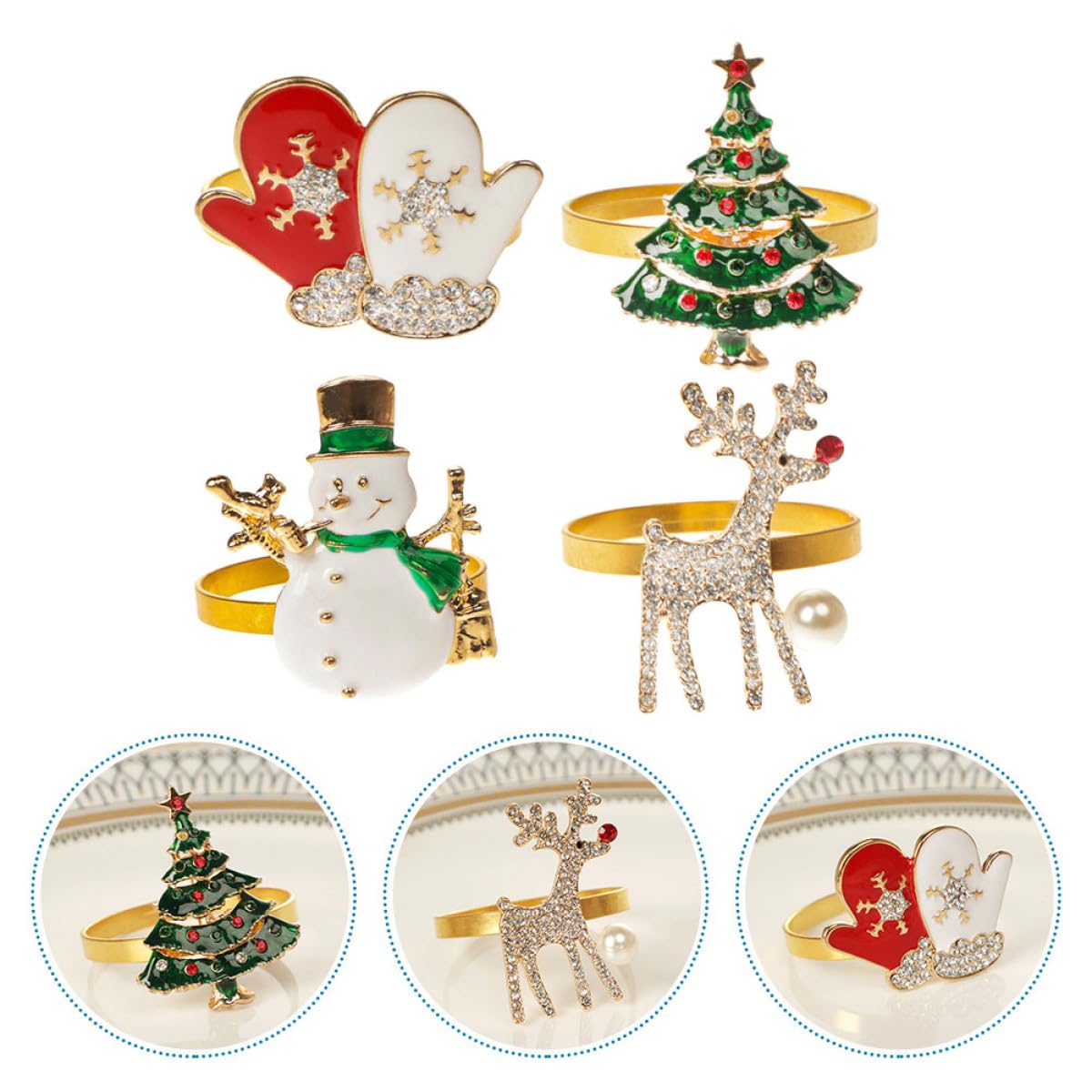 TOPBATHY 3 Sätze Weihnachtsserviettenschnalle Christmas Decorations Table Weihnachtsdeko Schreibtisch Rentier Serviettenringe Weihnachten Serviettenhalter Party-servietten- 4 Stück * 3