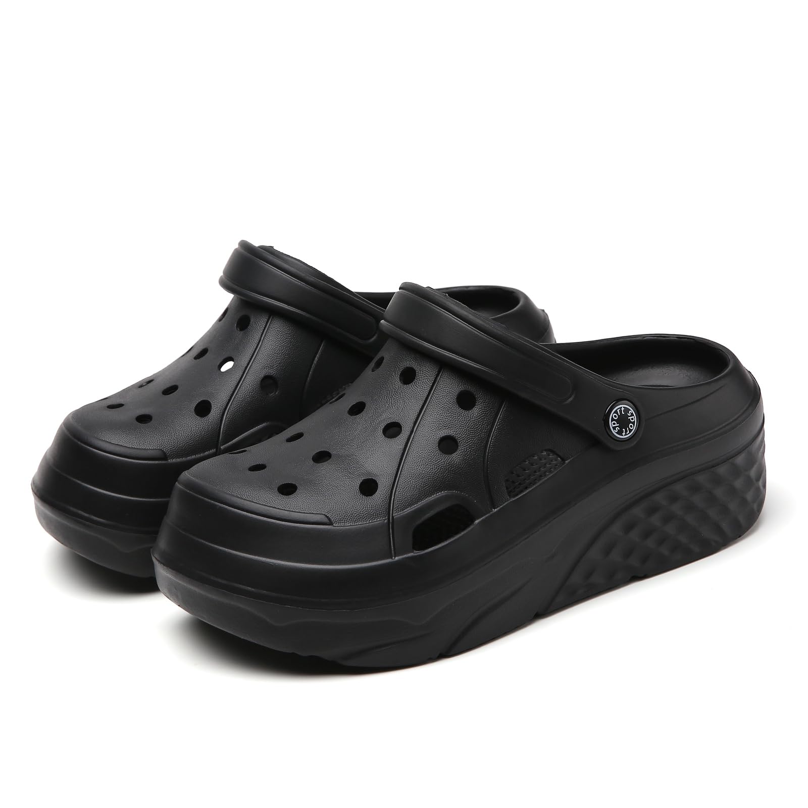 SECHRITE Platform Sabots pour Femme Tongs de Loisirs et vêtements de Sport Sabots de Sanitaire avec Charms Clogs de Wedge Tailles, 36-42 EU