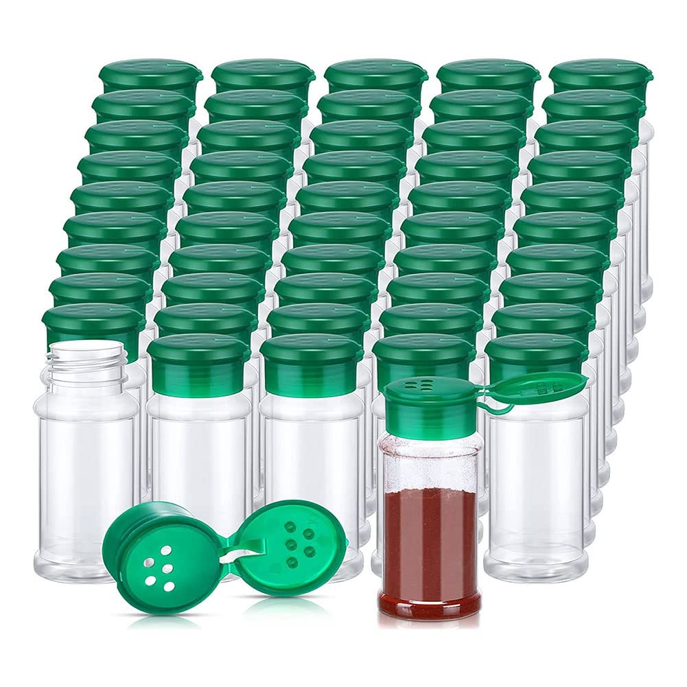 50 Barattoli Per Spezie In Plastica Trasparente 200ml Con Coperchio Shaker Nero E Tappo A Ribalta - Contenitori Per Condimenti, Erbe E Polveri - 2