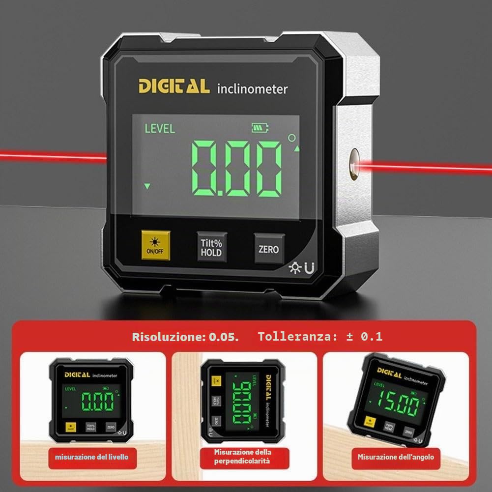 Rilevatore angolare digitale, livello digitale, cercatore angolare, goniometro, inclinometro, strumento di livello cubo, letture ultra-accurate, utilizzato per la lavorazione del legno, sega da tavolo
