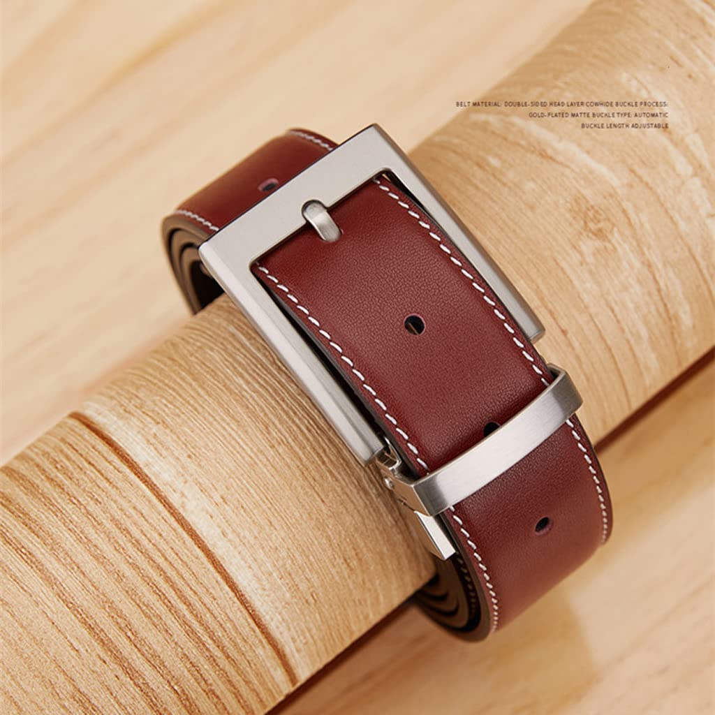 Ceinture en Jean décontractée pour Hommes 100% Cuir véritable avec Boucle en métal Mat Simple Ceinture Classique pour Le Travail et Les Affaires
