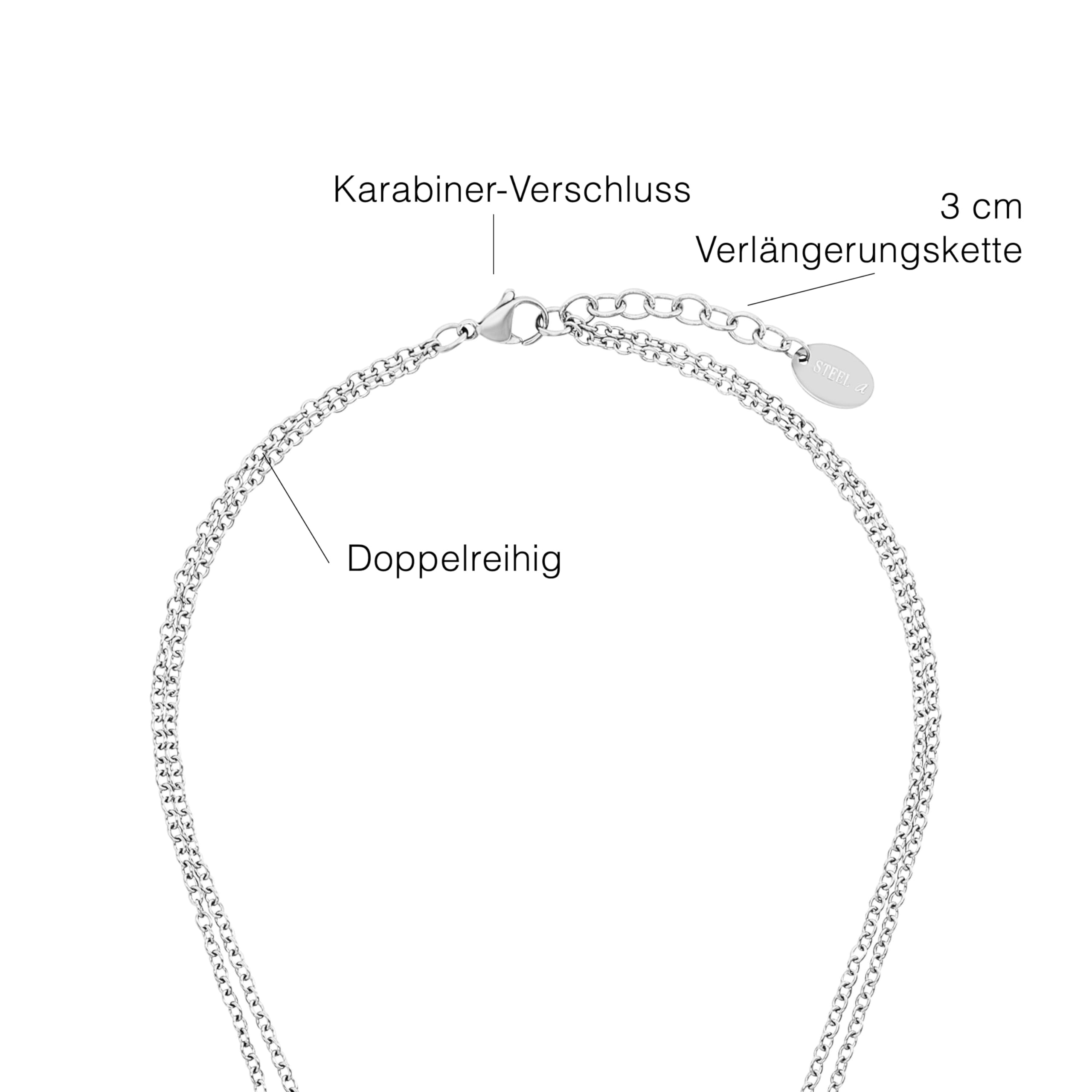 s.Oliver Kette mit Anhänger Edelstahl Damen Halsschmuck, mit Kristall, Kommtin Schmuck Geschenk Box