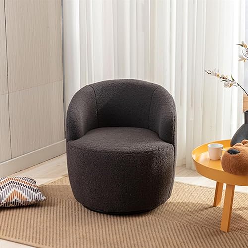 Miniatura 3 de Silla giratoria decorativa, moderna silla tapizada de tela de peluche con base de metal y cojín acolchado, cómoda silla individual con sillas