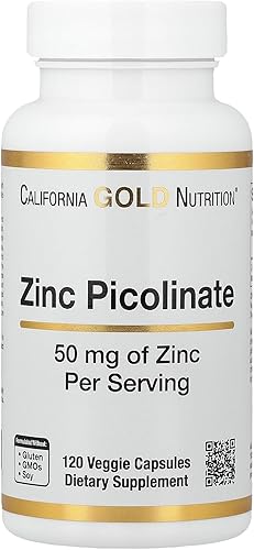 Picolinato de zinc, forma biodisponible de zinc, apoya la salud inmunológica, 50 mg, 120 cápsulas vegetales