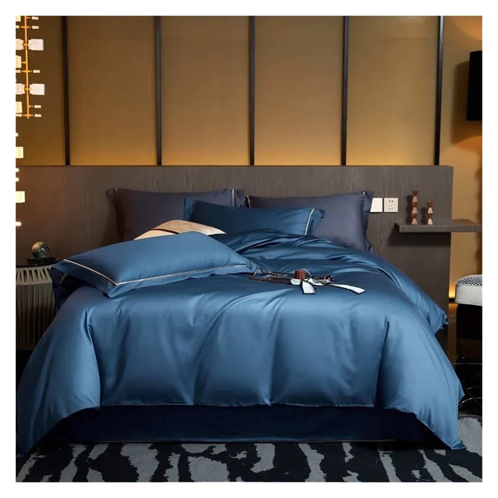 Housse de couette double reine en coton uni pour chambre cocooning