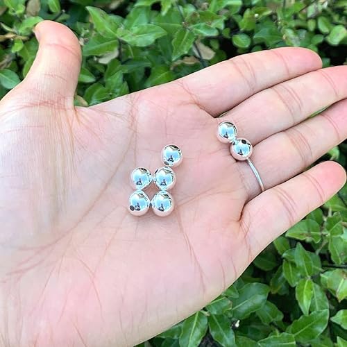 Miniatura 6 de 50 cuentas espaciadoras lisas sin costuras de 0.394 in (0.39 pulgadas) chapadas en plata de ley de latón sueltas redondas cuentas de metal joyería