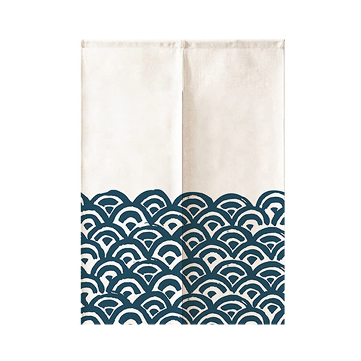 Hiseng Japanese Noren Curtain Long Type Door Tapestry for Home Decoration, Bedroom Kitchen Restaurant Bathroom Doorway, Toilet Partition Hanging Curtain (Curve ripple,75x150cm)