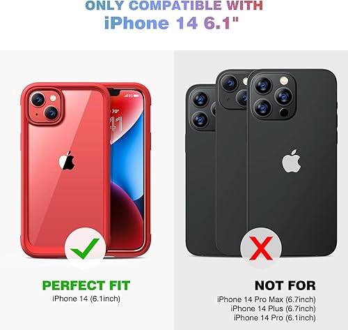 Miniatura 7 de Diaclara Funda diseñada para iPhone 14, carcasa resistente de cuerpo completo con protector de pantalla integrado sensible al tacto antiarañazos,