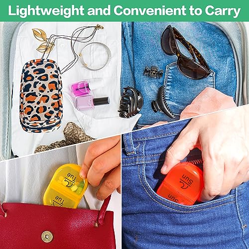 Image of Serfeymi Weekly Travel Pill Organizer 2 Times A Day AM PM Upgraded Rainbow Pill Box 7 Day with Portable Zipper PU Leather Pill Case, Medicine Organizer for Pills, Vitamins, Fish Oils - Brown 02