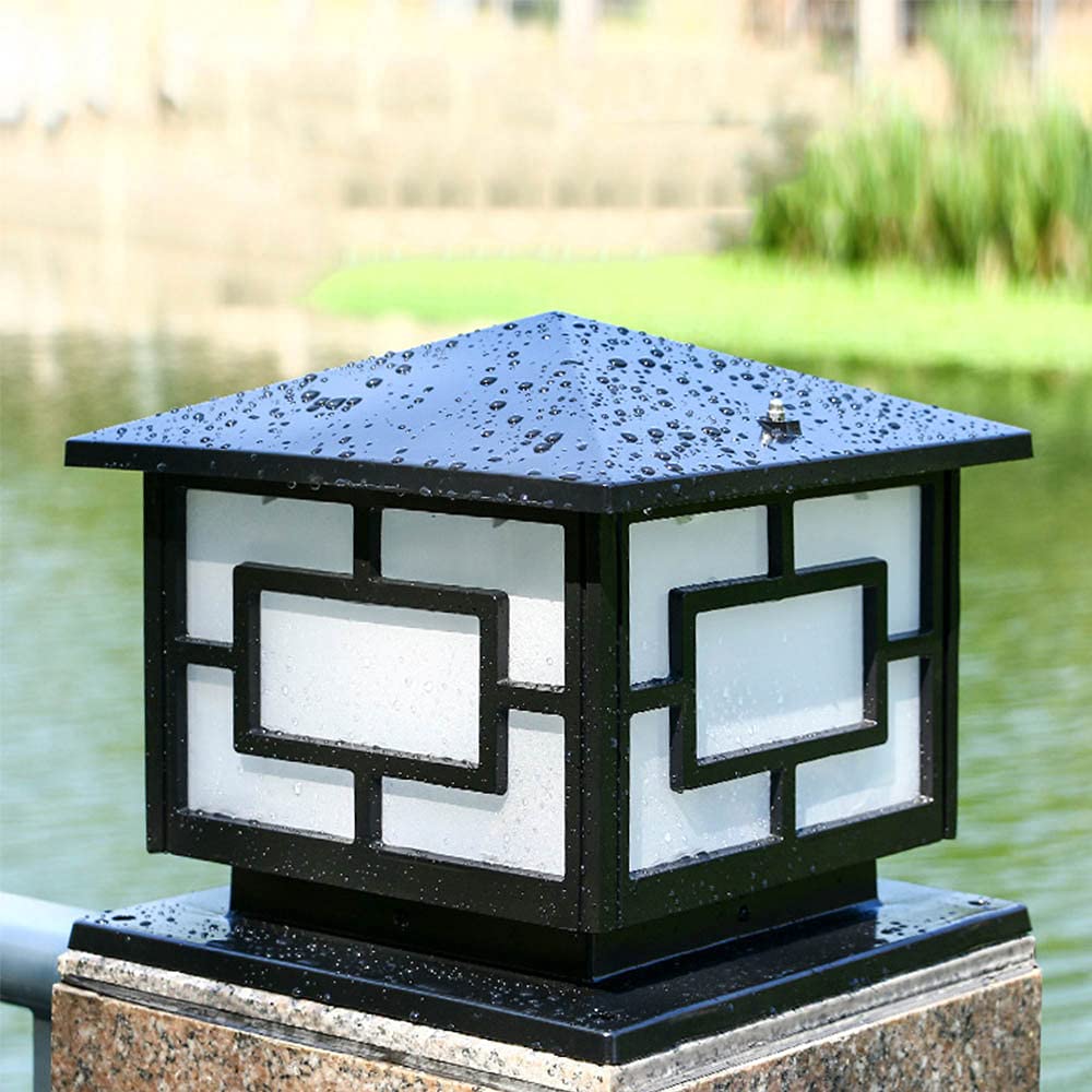 E27 Luminaire d'extérieur à plinthes,Lampe de Poteau Extérieur Pilier étanche Lanterne résistant aux intempéries luminaire à chemin lumineux Luminaire d'extérieur lampe à colonne,Noir