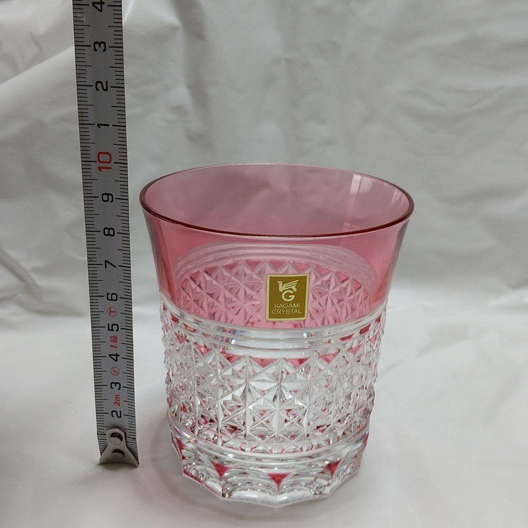 カガミクリスタル 赤被せ江戸切子 マイグラス 麻の葉に笹の葉紋