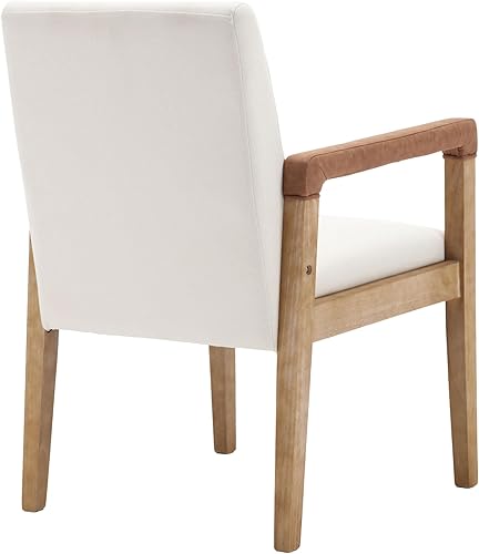 Miniatura 6 de Juego de 2 sillas de comedor modernas de mediados de siglo, tapizadas de tela de lino, cómodas sillas de cocina con marco de madera maciza para sala