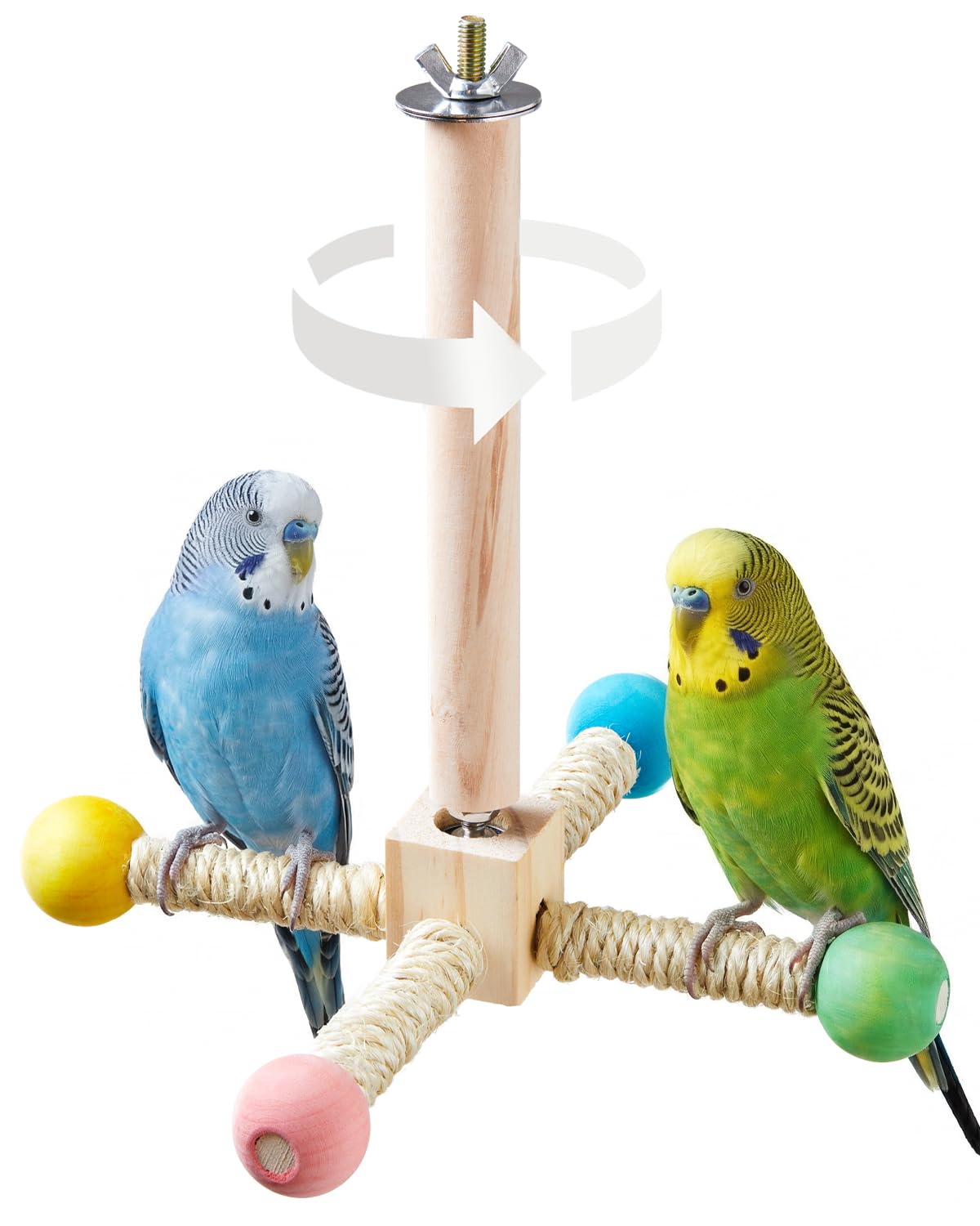 Bird Perch Toy, Kiln-Dried Wood Interactive 360° Spinning Cage Toy(S)