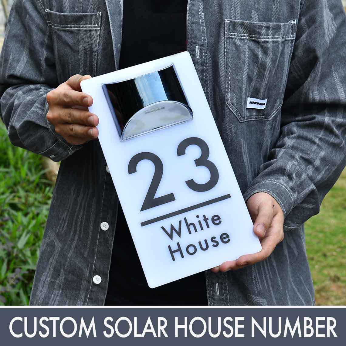 BeNsil Numéros De Maison Modernes Personnalisables, Numéros De Maison Solaires Personnalisés Extérieurs, Numéros De Maison, Adresses, Noms De Rue - LED Moderne pour Les Maisons, Les Hôtels.