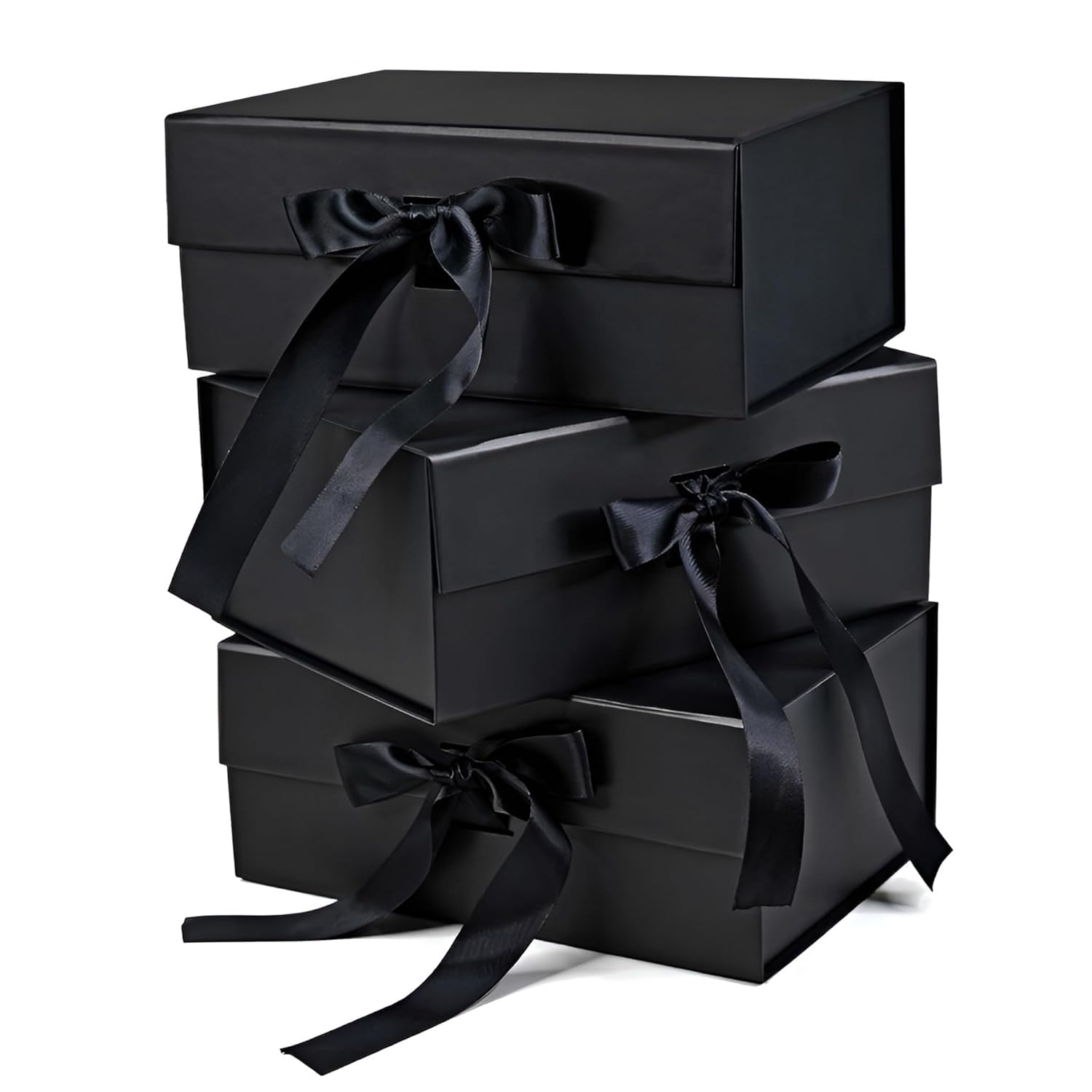 RBS® - Gift Box (23 x 16 x 10cm) Gift Boxes for Packaging (3 Pack) Decorative Gift Box empty Multipurpose Gift Hampers Holds Upto 5 kg Occasion Gifting Box Foldable Gift Packaging Boxes (Black)