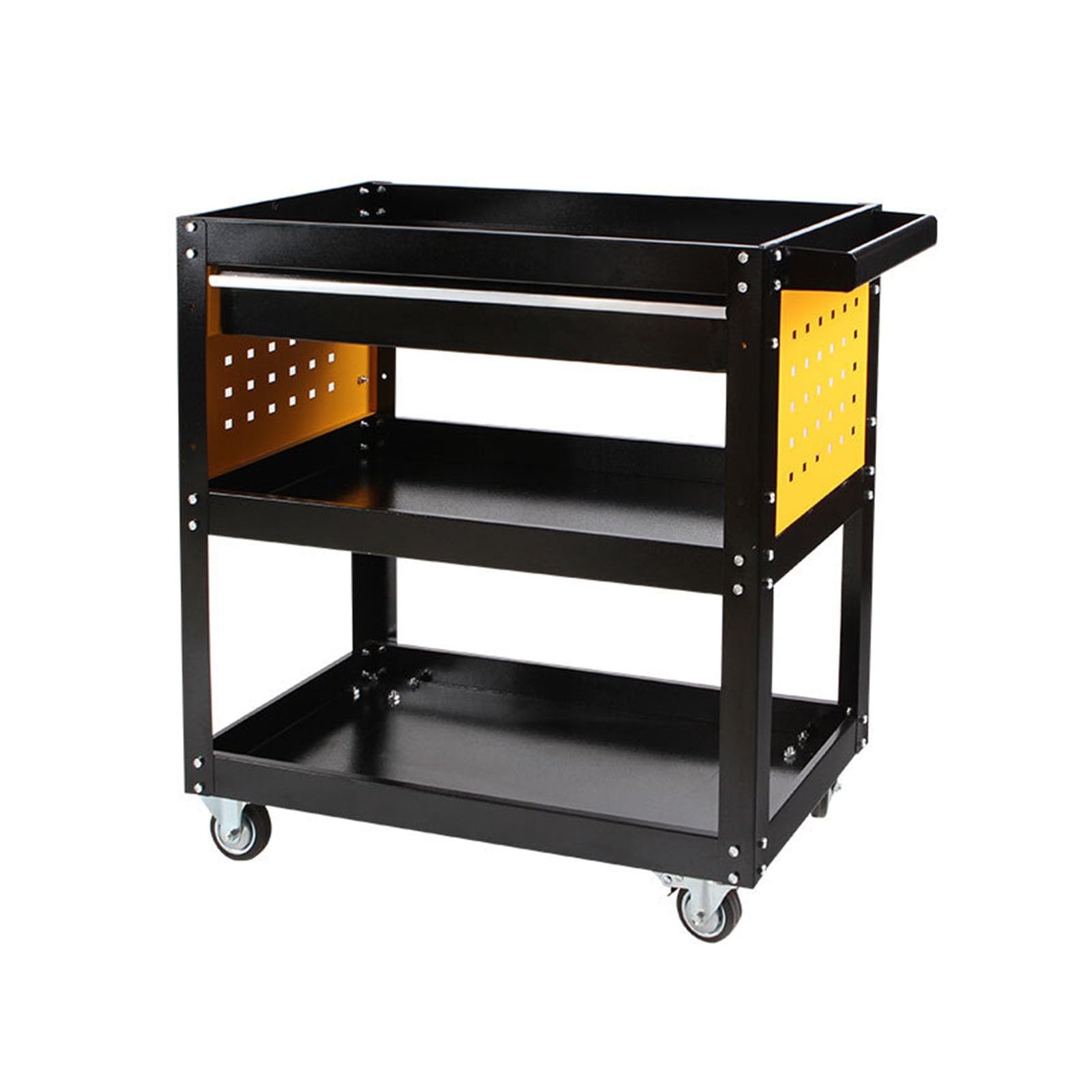 3 Tier Trolley Tool Cart Utility Storage Stand with Wheels Rolling Organizer Service for Warehouse Garage Storage and Toolbox