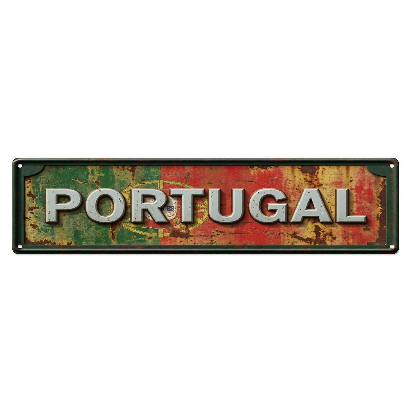 Xanthor Style Metal Tin Sign Vintage Portugal Flag Pattern