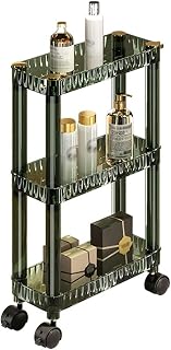 ZYJIX Cartero De Almacenamiento De 3 Niveles Delgados - Unidad De Estantería Móvil para Maquillaje Y Organización del Baño - Gabinete Estrecho con Ruedas - Solución De Almacenamiento De (Color:Verde)