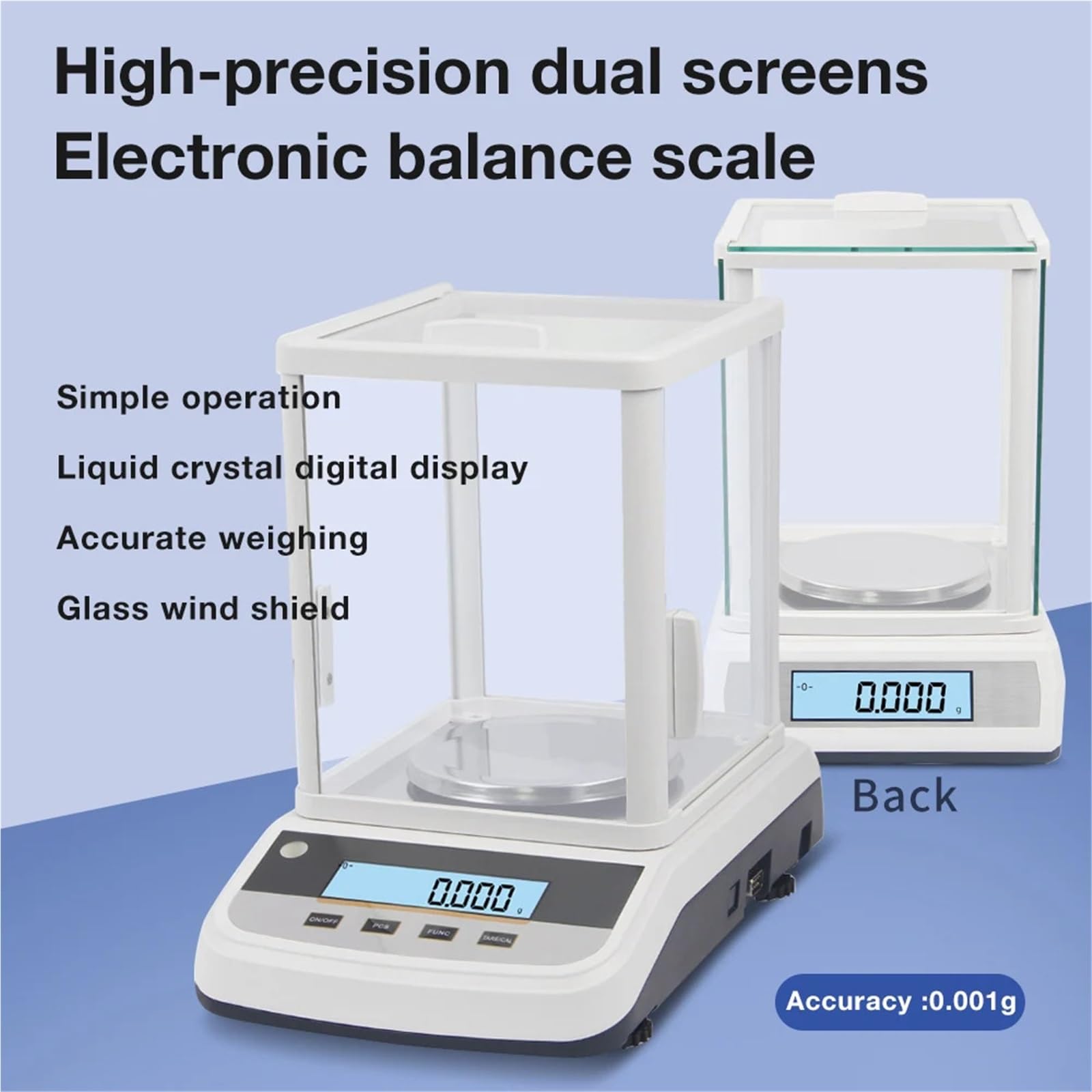 Balanza analítica de doble pantalla 100 g/200 g/300 g/500 g 1 mg, balanza electrónica digital laboratorio, for joyería Grado comercial