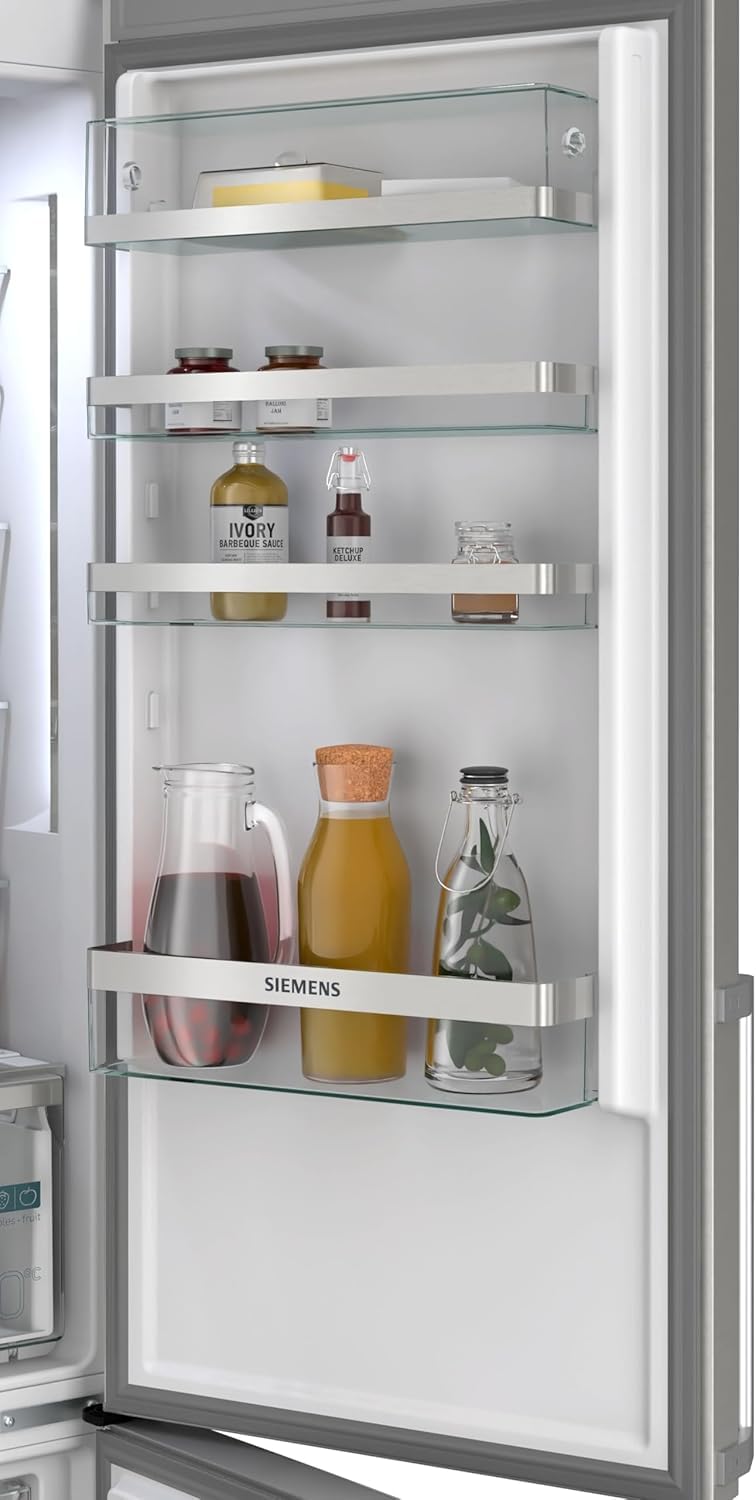 Siemens iQ500 KG39NAIAU Freistehende Kühl-Gefrier-Kombination 363 l Total noFrost hyperFresh LED Beleuchtung 203 x 60 cm Gebürsteter Stahl AntiFingerprint